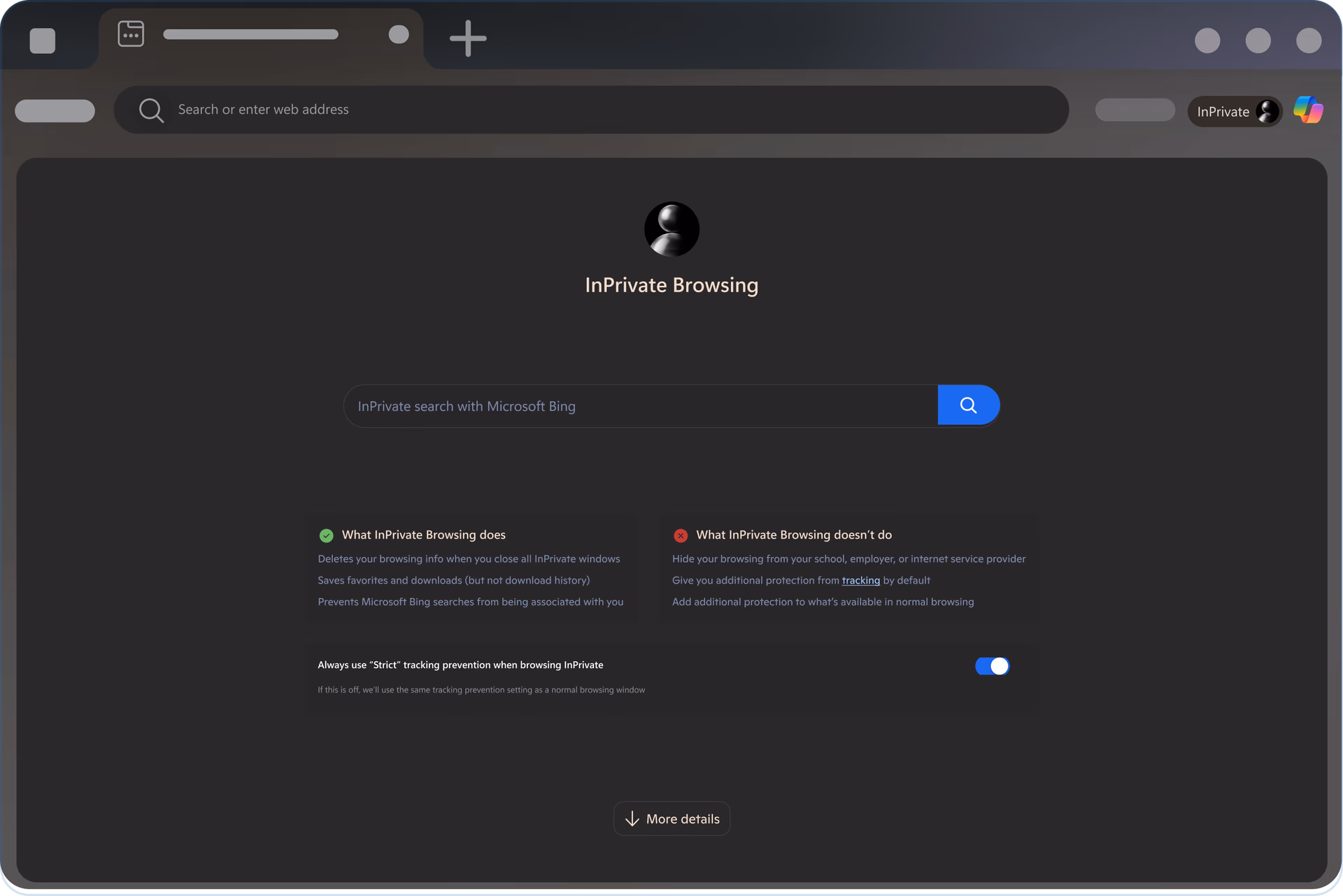 An image of Microsoft Edge InPrivate window open.