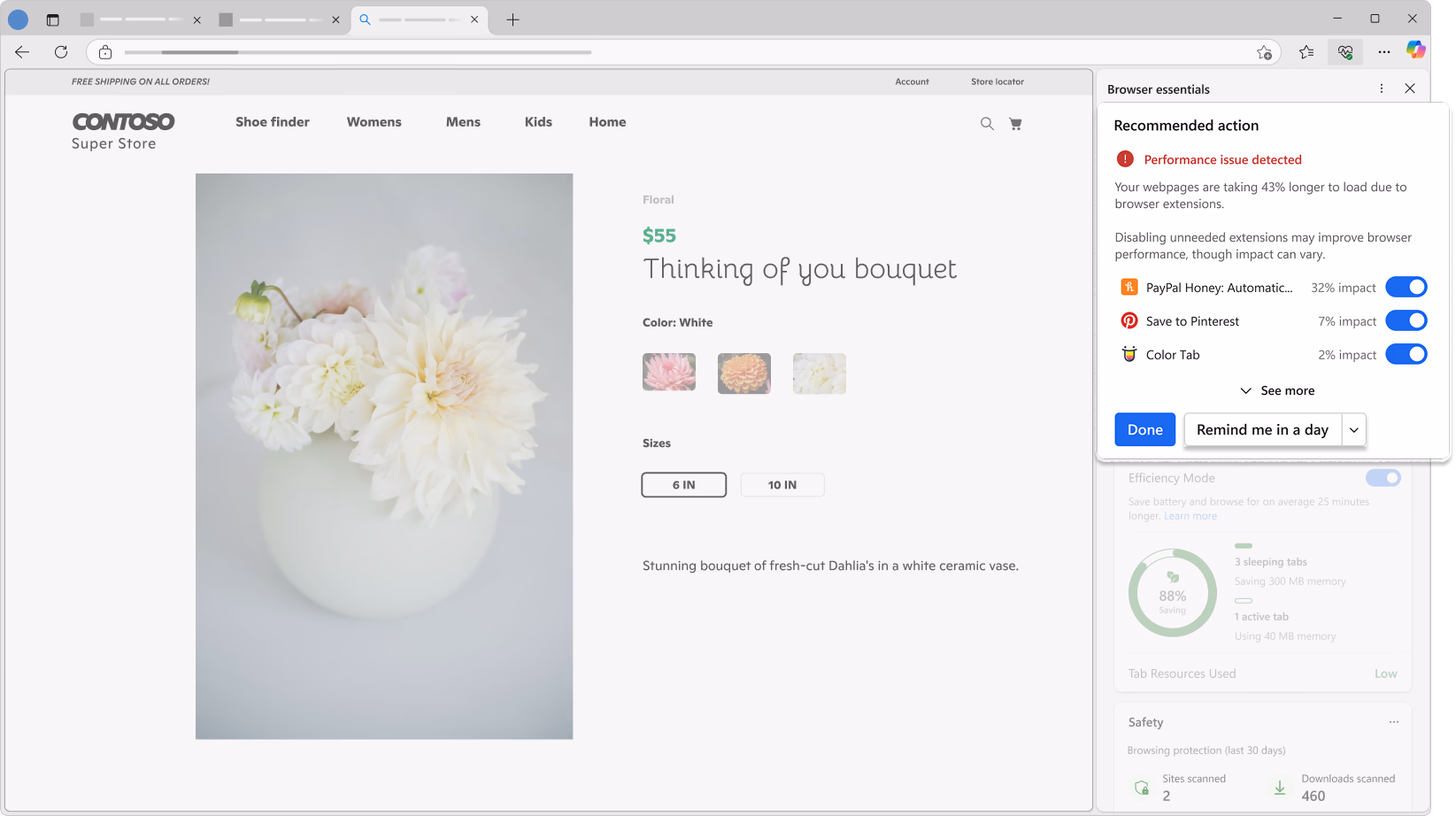 An image of Extension detector open in Browser essentials.