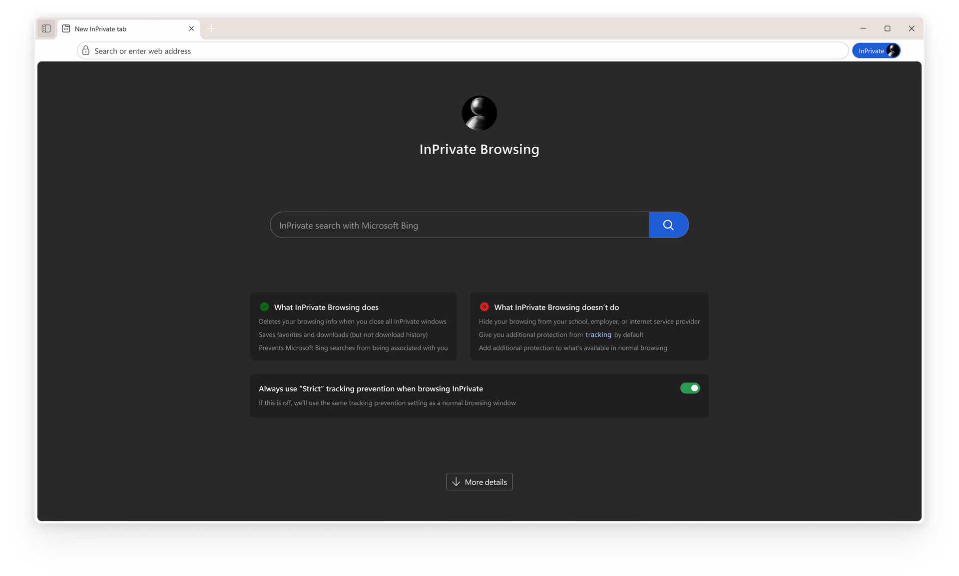 An image of Microsoft Edge InPrivate window open.